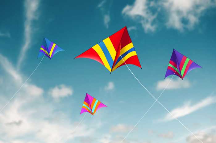 Kites flying with sky background - Image